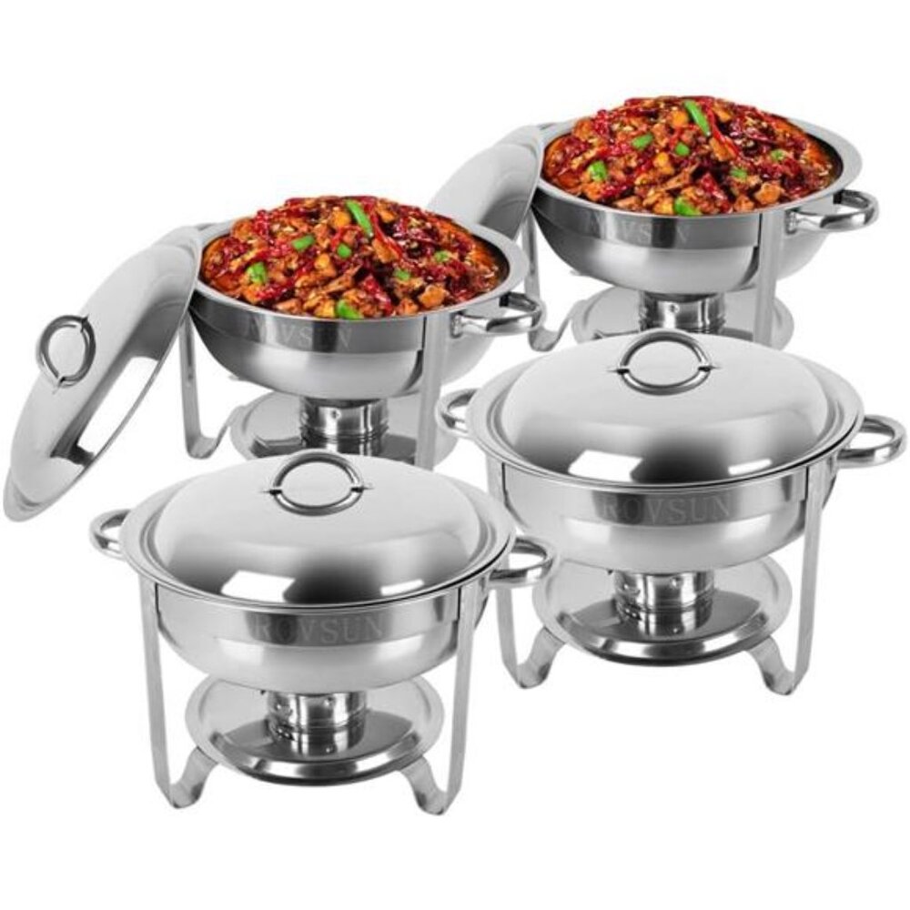 4 Packed Full Size Stainless Steel Chafing Dish Buffet Set